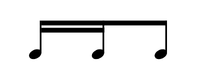 Two sixteenth notes and an eighth note